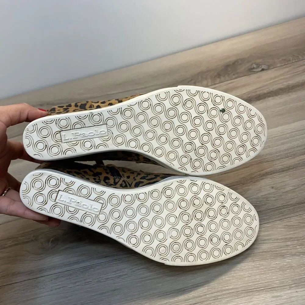 Linea Paolo Wedge Sneaker 8.5M Freshton Leopard Platform Shoes Bootie Leather - Picture 8 of 11